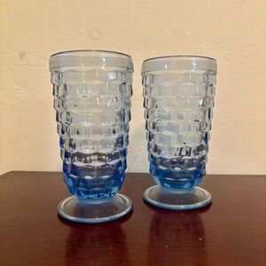 Set of 2 Blue Tall Vintage Whitehall Glasses